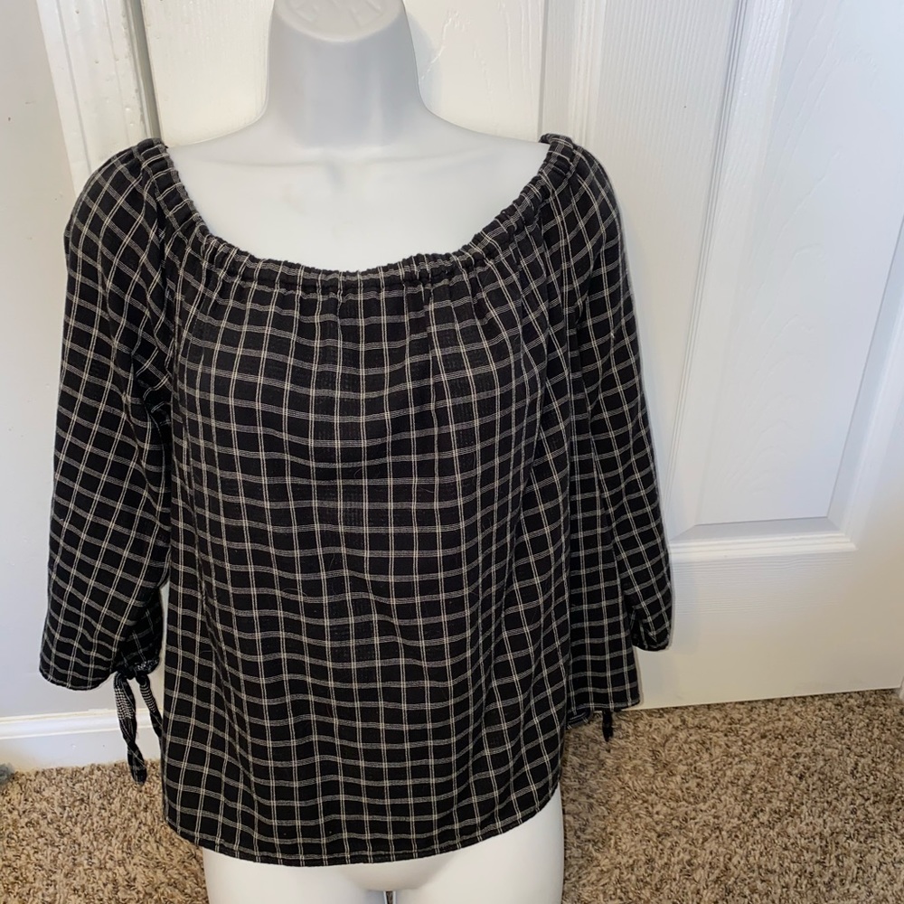 Women’s Madewell  cute black patterned, blouse,  top , size XL